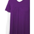 thumbnail image 3 of Made By Johnny MBJ WT1057 Womens V Neck Short Sleeve Pleats Tunic Top S Dark_Purple, 3 of 3