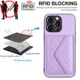 thumbnail image 5 of Envelope Design for iPhone 15 Pro Case RFID Blocking Wallet Card Holder Leather PU Flip Cover Folio Lanyard Crossbody Strap Women Girl Magnetic Clasp Kickstand For iPhone 15 Pro, Purple, 5 of 10