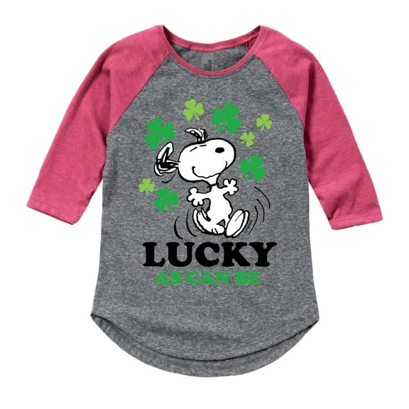 Peanuts - Lucky Can Be - Toddler and Youth Girls Shirt Tail Raglan
