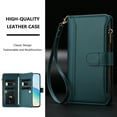 thumbnail image 4 of for Samsung Galaxy A26 5G Flip Wallet Case, PU Leather Protective Rugged Cover with Credit Card Slots Zipper Pocket, Shock-Absorbent Kickstand Magnetic Closure Lanyard & Shoulder Strap, Darkgreen, 4 of 15