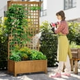 thumbnail image 3 of Outsunny Wood Raised Garden Bed Planter with Trellis Privacy Screen Yellow, 3 of 10