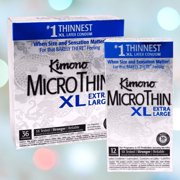 Kimono MicroThin XL Pack of 36 - Ultra Thin Lubricated Condoms, Natural Latex, Vegan-Friendly, No Latex Odor, Extra Thin, Widest-Base - Enhanced Sensitivity