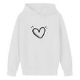 thumbnail image 5 of SERTG Girls Valentine's Hooded Sweatshirt Long Sleeve Casual with Heart Print Kids Spring Fall Fleece-Lined Solid Color Everyday Top(White#1,13 Years), 5 of 5