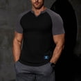 thumbnail image 5 of Fewfanhot Men's Slim Fit Raglan Sleeve Notch Neck T-Shirt, Ribbed Knit Color Block Casual Top, Breathable Fashion Tee for Men, S-3XL, 5 of 9