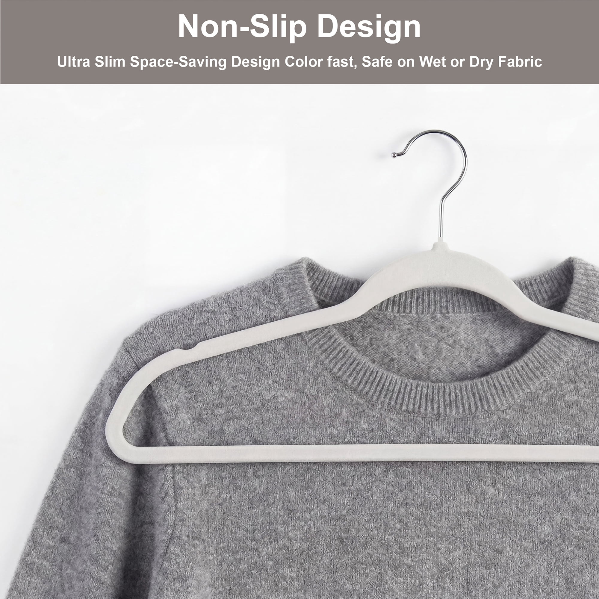 Better Homes & Gardens Ultra Slim Non-Slip Velvet Hangers, Beige, 30 pack