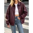 thumbnail image 2 of Women Faux Leather Jackets Bomber Casual PU Zip Motor Biker Coat, 2 of 6