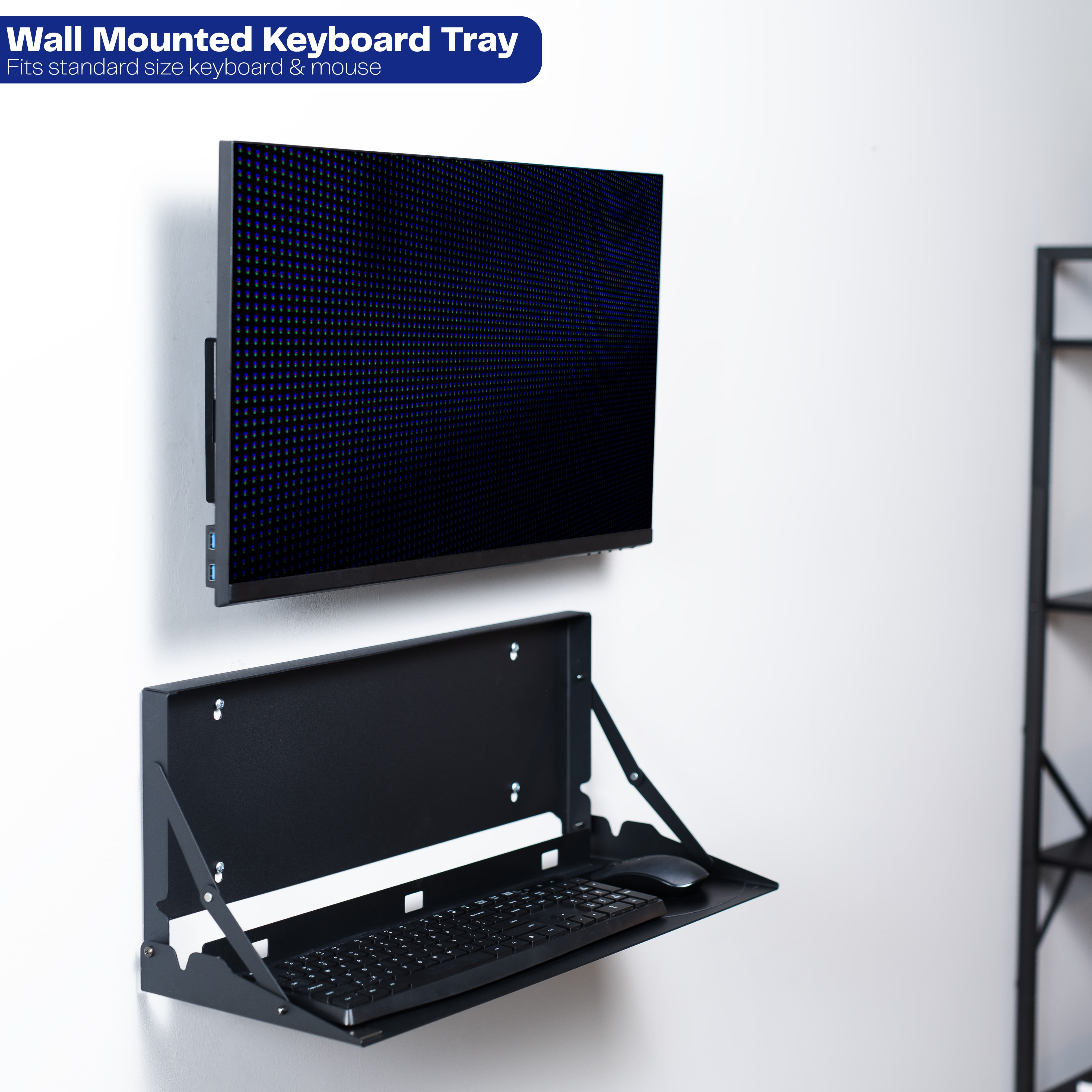 VIVO Black Flip Down 24 inch Keyboard Tray Wall Mount with Mouse Pad