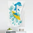 thumbnail image 1 of Ride the Wave Tapestry, Funny Shark Surfing in the Ocean Athletic Fish Graphic Art, Fabric Wall Hanging Decor for Bedroom Living Room Dorm, 5 Sizes, Violet Blue Turquoise, by Ambesonne, 1 of 1