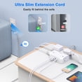 thumbnail image 5 of Protector contra sobretensiones para regleta de alimentación: 8 tomacorrientes con 4 puertos de carga USB (2 USB C), adaptador de enchufe plano ultradelgado JcBlaon con cable de extensión trenzado de, 5 of 5