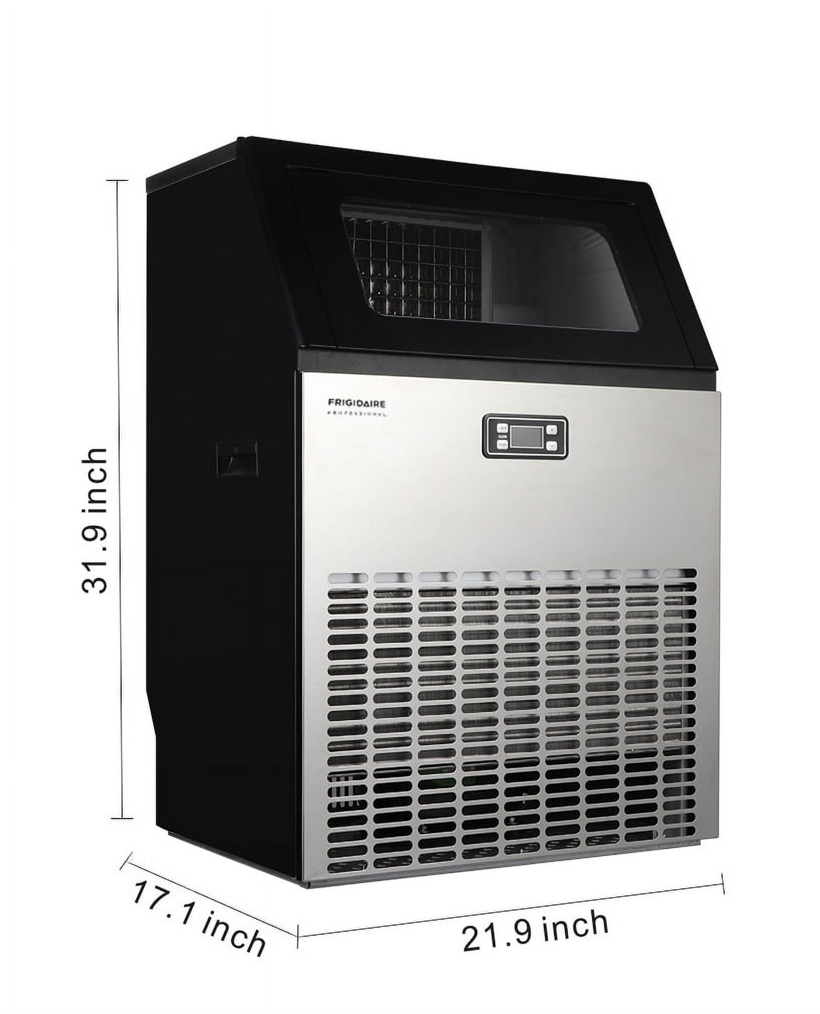 Frigidaire Professional 198 Lbs. Commercial Ice Maker, Cube Shaped Ice Machine with Auto Clean, LCD Display, Stainless Steel