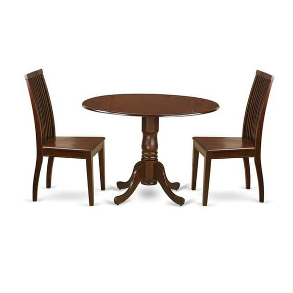 East West Furniture DLIP3-MAH-W 3 Piece Dublin Kitchen Table Set