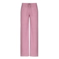 thumbnail image 4 of Bibifish Womens Pants Blue White Thin Stripe Print Soft Fabric Drawstring Waist Wide-Leg Fit Casual Daily Errands Vacation Wear Light Comfortable Pants, 4 of 4