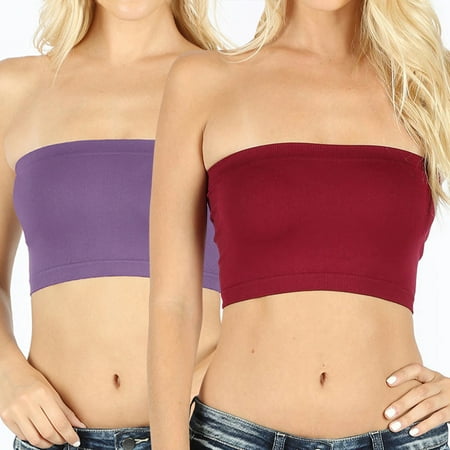 

Women & Juniors One Size Strapless Seamless Stretch Bandeau Tube Bra Top (No Pad)