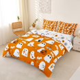 thumbnail image 2 of Homewish Fall Halloween Ghost Duvet Cover Queen,Pumpkin Bat Banner Print Queen Bedding,Halloween Reversible,3-Piece,1 Duvet Cover and 2 Pillowcases, 2 of 6