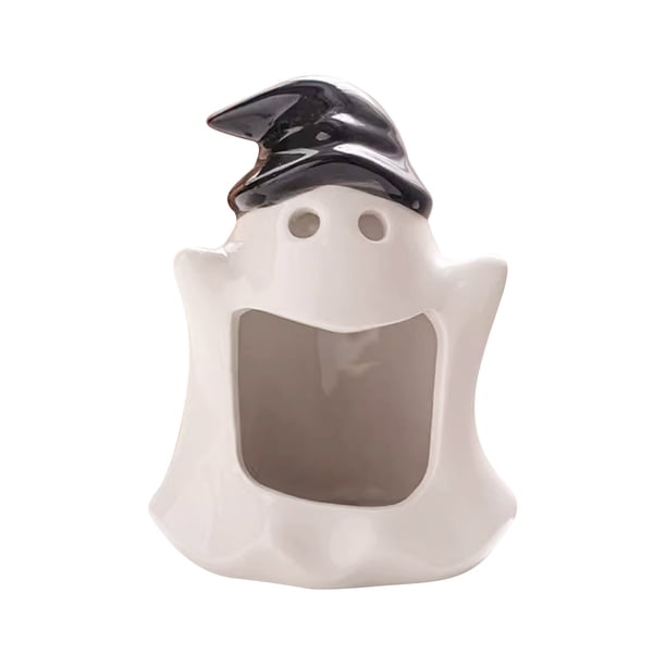 Decoraciones de Halloween para el Hogar, Lindo Fantasma Candelabro Calabaza Linterna Ornamento, 10x9x13cm Cerámica Bar Escena Decoración Accesorios para Niños Jardín de Infancia