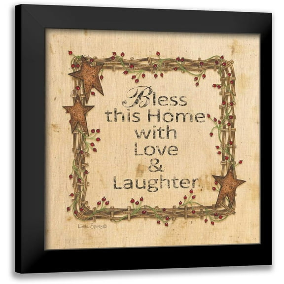 Spivey, Linda 12x12 Black Modern Framed Museum Art Print Titled - Bless This Home