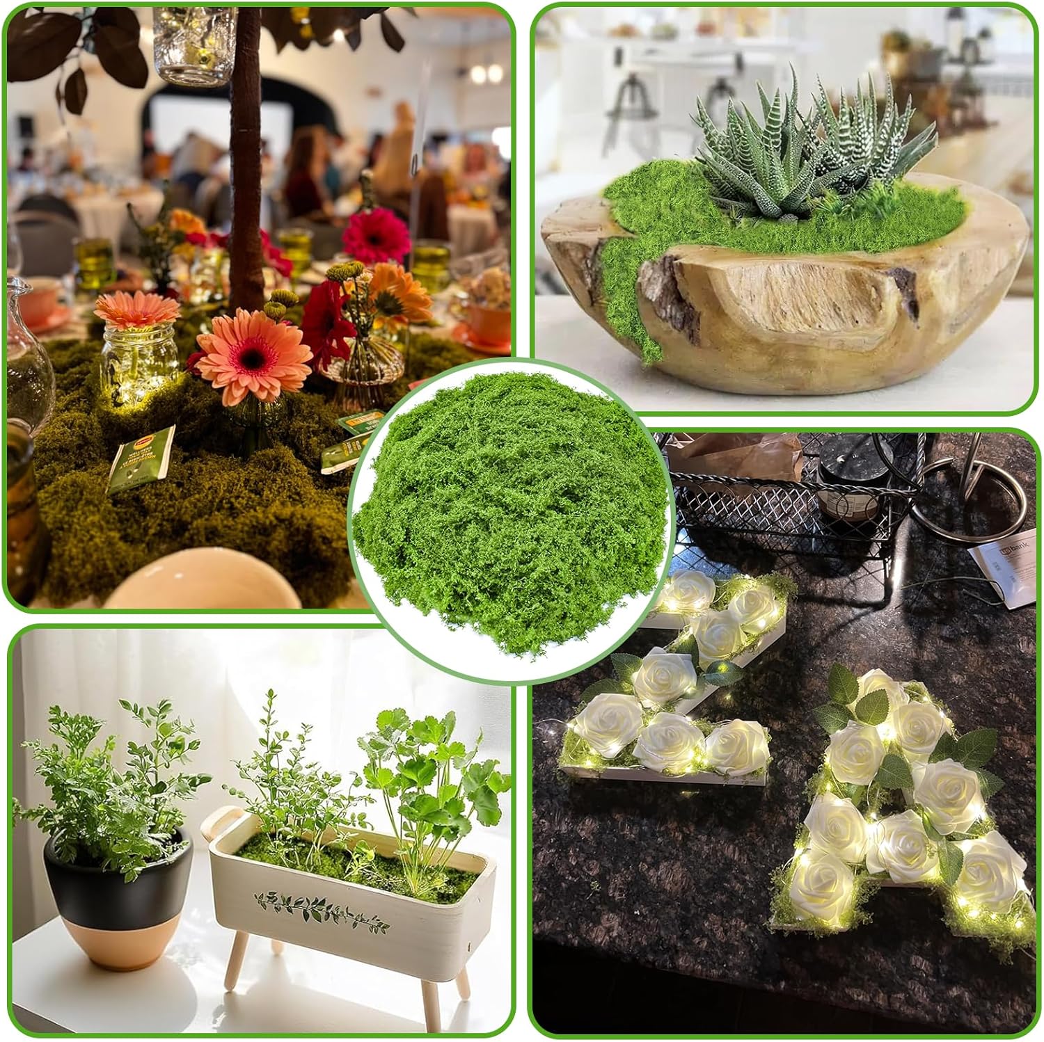 Vibrant Green Faux Moss for Planters - Artificial Moss Decor for Crafts, Centerpieces & Indoor/Outdoor Gardening