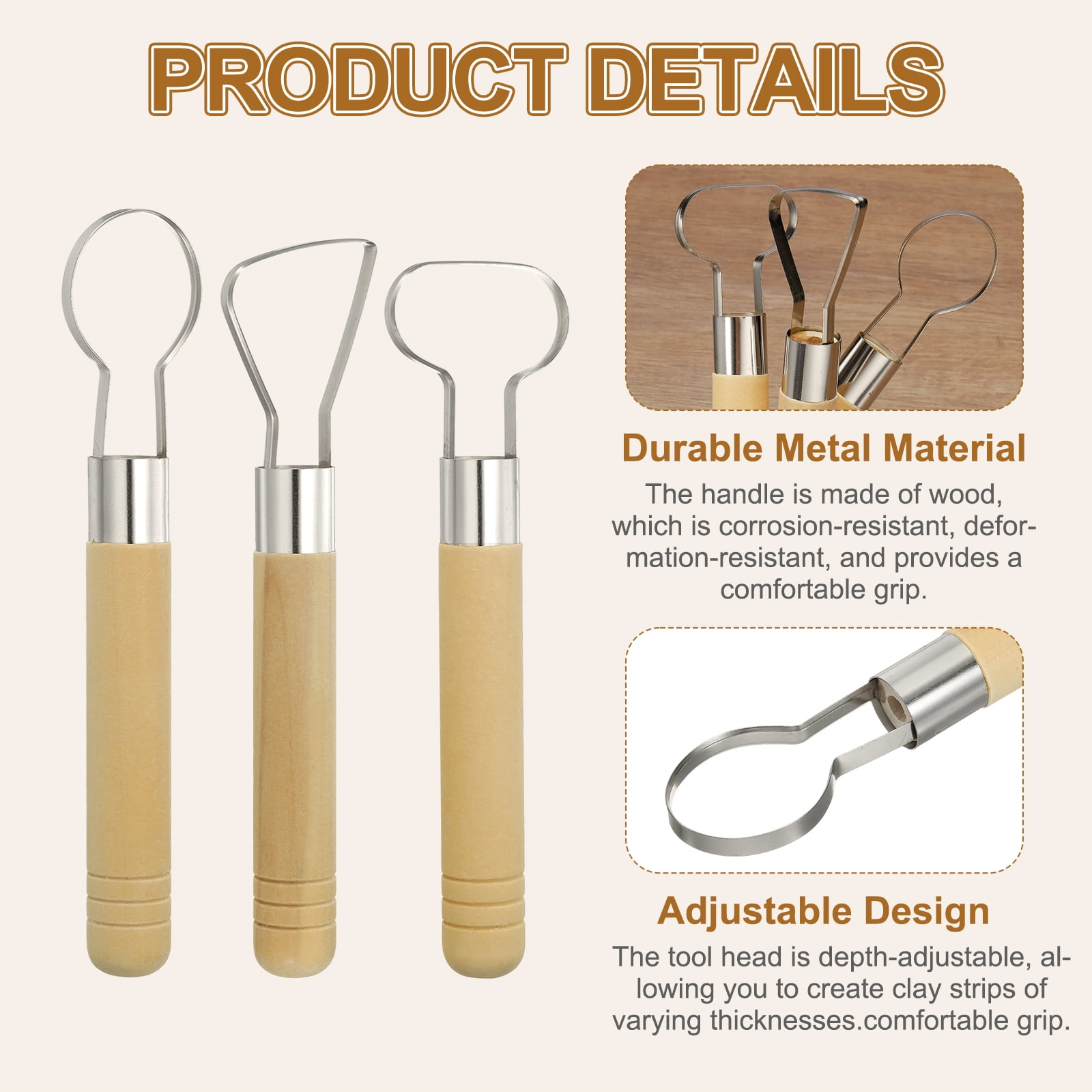 Uxcell 1Set Pottery Handle Making Tool, Pottery Cup Handle Shape Sculpture Scraper Clay Carving Trimming Clay Extruder Tool for Cup Making Ceramic Craft (3 Style)