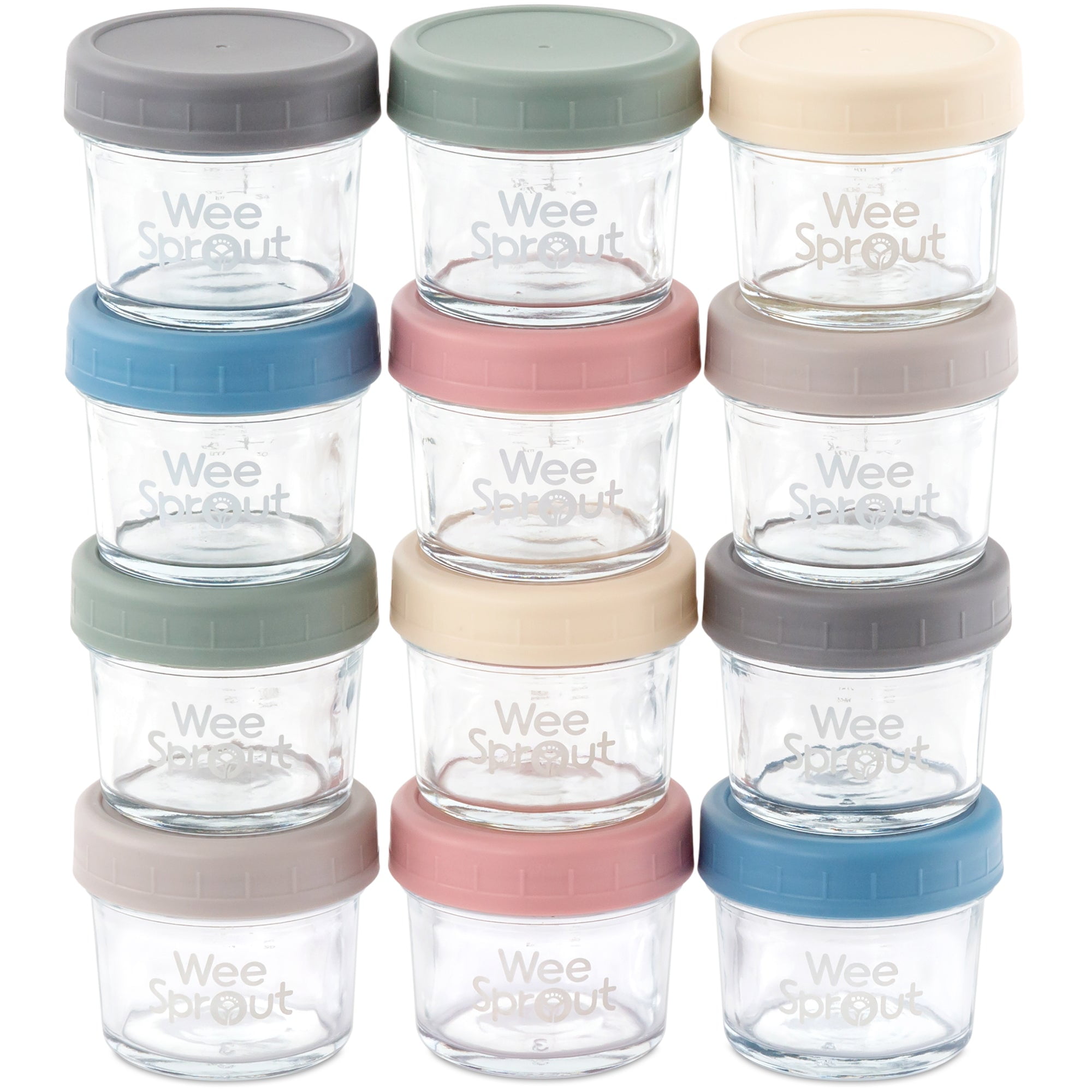 WeeSprout Glass Baby Food Storage Containers , Set of 12 , 4 oz Glass Baby Food Jars with Lids , Reusable Small Glass Baby Food Containers , Microwave ...