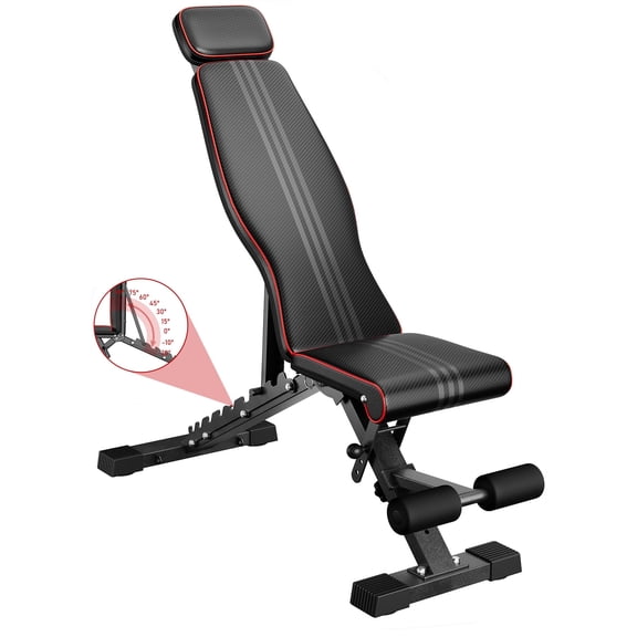 Adjustable Weight Bench,Foldable Workout Bench 660lbs Home Gyms Press Dumbbell Dprodo Bench with Extended Head and Spine Support
