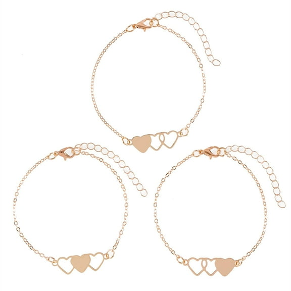 Necvior 3x Sister Best Friend Matching Bracelets Heart Charm Friendship Gifts for Family