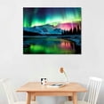 thumbnail image 2 of COMIO  Nature Landscape Aurora Borealis Artwork Painting Blue Green Northern Light Canvas Prints for Living Room Bathroom Wall Decoretion Framed Ready to Hang, 2 of 4