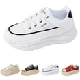 thumbnail image 2 of XIMIN Women's Leather Platform Increasing Thick Soled Sneakers Fashion Chunky Lace Up Low Top Sports Trainers Breathable Stylish Running Casual Non-Slip Walking Dad Shoes, 2 of 5