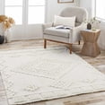 thumbnail image 3 of Hauteloom Rosales Farmhouse Living Room Bedroom Modern Moroccan Medallion Runner Rug - Soft Shaggy High Low Carpet - High Pile - Bohemian, Boho - White, Beige, Cream - 2'7" x 7'3", 3 of 19