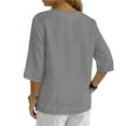 thumbnail image 4 of Womens Cotton Linen Tops 3/4 Sleeve V Neck Button Down Henley Shirts for Women Casual Loose Summer Vacation Beach Blouse, 4 of 8