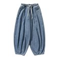 thumbnail image 4 of Zszcpp Wide Leg Pants Men'S Large Retro Wide Leg Elastic Waist Loose Jeans Drawstring Design Lounge Trousers Casual Trouser, 4 of 4