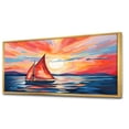 thumbnail image 2 of Designart "Sunset Serenity Sailing Boat II" Extra Large Transportation Framed Wall Art - Modern Red Boat Sailing Living Room Framed Canvas Art, 2 of 6