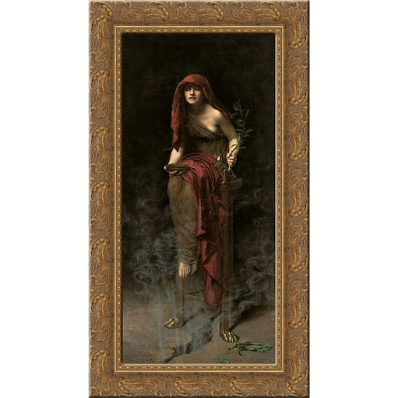 Priestess of Delphi 24x14 Gold Ornate Wood Framed Canvas Art by John Collier