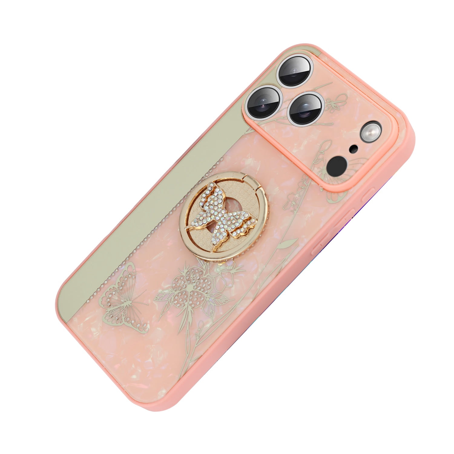 Elegant Butterfly Bling Case for iPhone 17 Pro Max - Pink