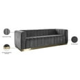 thumbnail image 4 of Maklaine Contemporary Velvet/Stainless Steel Sofa in Gray/Brushed Gold, 4 of 5