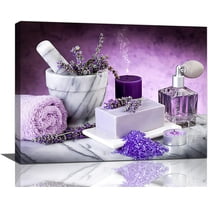 Ieskayiz Lavender Bathroom Spa Relax Signs Wall Art 16" x 12" Painting Framed Canvas Print