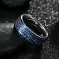 thumbnail image 3 of Tioneer Tungsten Carbide Band w/ Flowing River Damascus Design 8mm Ring in Black or Blue, 3 of 5