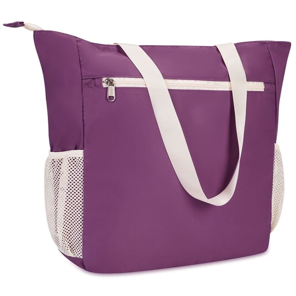 Travel Beach Tote Bag Large Capacity Shoulder Handbag with Multi Pockets Water-resistant for Seaside Shopping Casual for Women, Purple