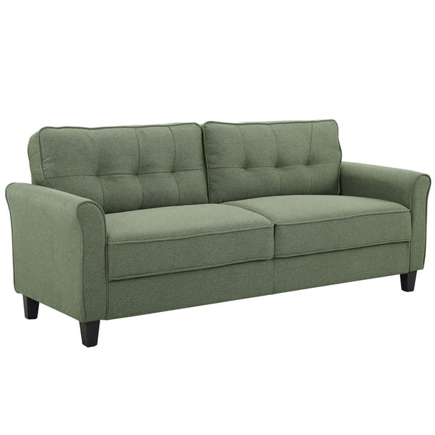 Lifestyle Solutions Hactor Sofa With Curved Arms Green Fabric Walmart Com