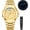 L-Gold, variant on Mens Stainless Steel Watch, Quartz Analog Watches for Men with Date, Waterproof Luminous Business Dress Wristwatch, Classic Casual Fashion Watch for Men