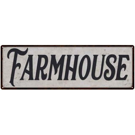 Farmhouse Script Vintage Reproduction Black White 8x24 Metal Sign ...