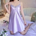 thumbnail image 5 of Women Polyester Fiber Cool Nightgown Pyjamas Sexy V Neck Sleepwear Nightwear, 5 of 21