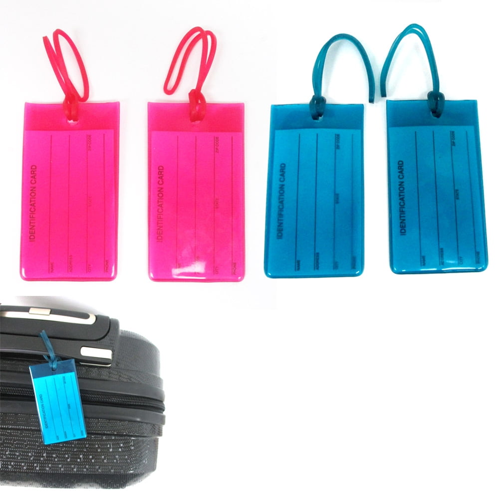 ATB Lot 4 Jelly Luggage Tags Label Strap Name Address ID Suitcase Bag