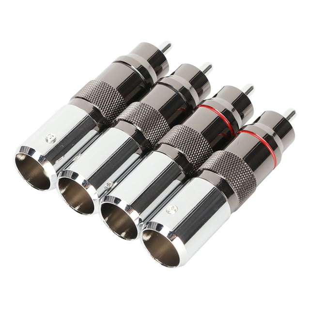 Conector RCA macho cromado para soldar, conector de sonido RCA para cable coaxial de señal de 11,5 mm de diámetro.