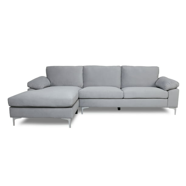 Microfiber Sleeper Sectional Sofa - Modern Futon Tufted ...