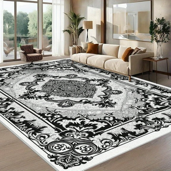 1PC Ornate Area Rug Partial Carpet, Lightweight Washable Easy-to-Manage Carpet Mat Festival Gift, Suitable for Living Room, Bedroom, Dining Room, Office, Hallway, Room Accessones
