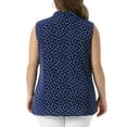 thumbnail image 3 of Agnes Orinda Women's Plus?Size?Tops Polka Dots Tie?V Neck Sleeveless Classic Blouses 4X Dark Blue, 3 of 6