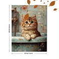 thumbnail image 3 of Qisvanset 12x16 Inch 2D Flat Framed Canvas Art, Kitten Bathtub Vintage Oil Painting Whimsical Pet Lover Home Wall Gift, 3 of 5