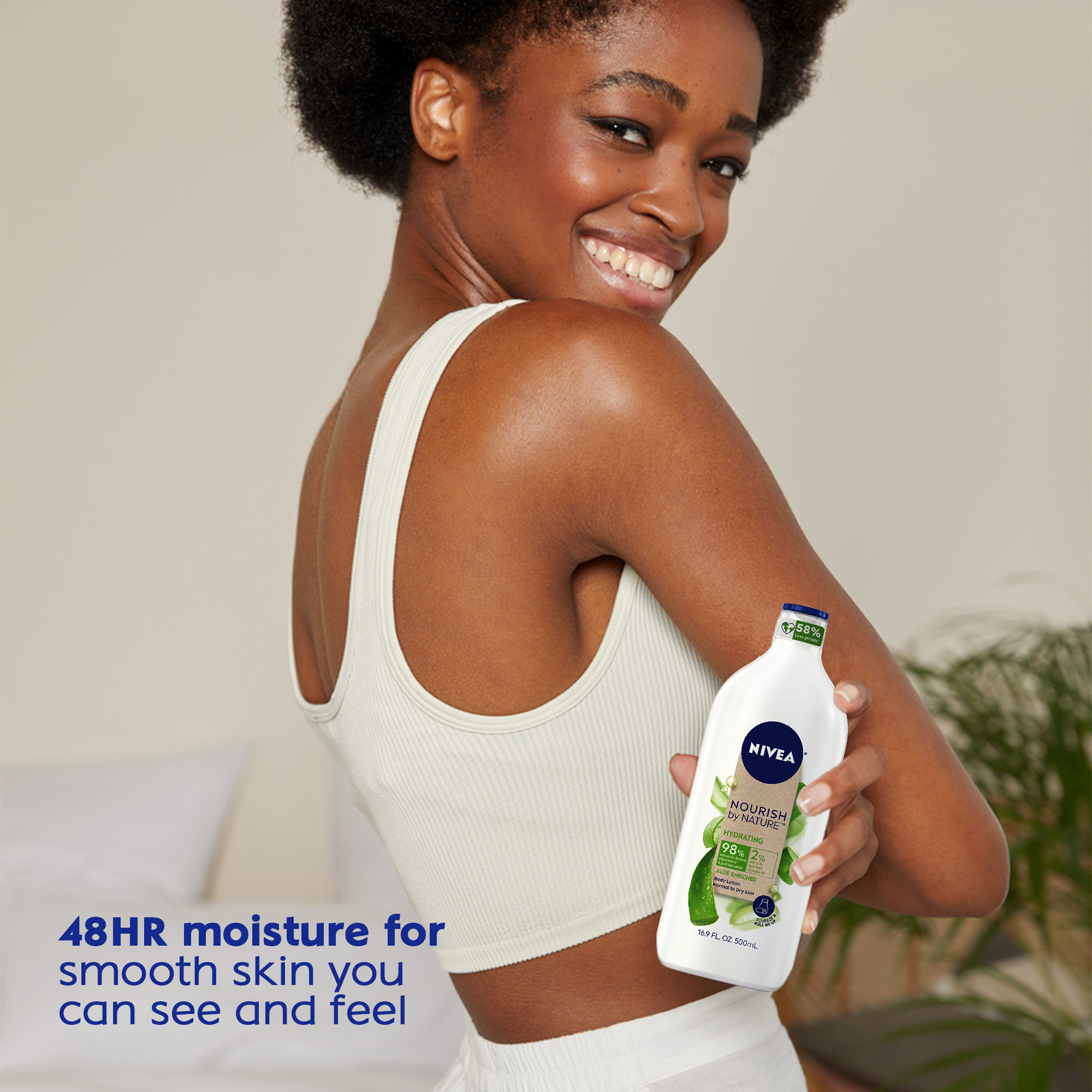 NIVEA Nourish by Nature Aloe Enriched Hydration Body Lotion, 48Hr Moisturizer, 16.9 fl oz