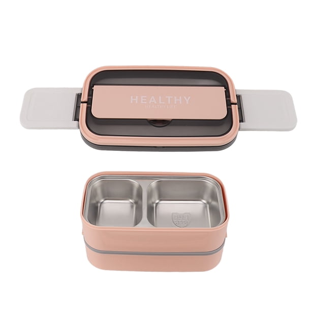 CAJA DE DOBLE CAPA, Fiambrera de Acero inoxidable de gran Capacidad Con Cubios, Caja Portátil A Prueba de Fugas para Microonda para El TrabaJo, La Escuela, La Oficina, 1400 ml