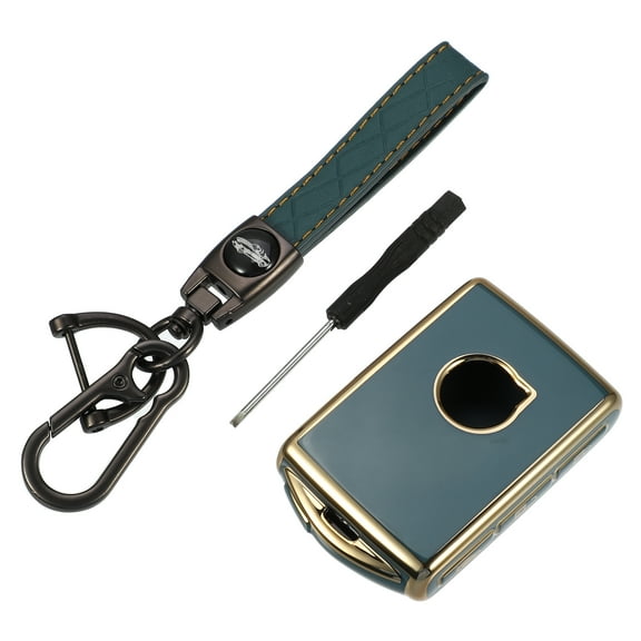 Unique Bargains Car Smart Key Fob Case Kit for Volvo S60 2019-2021 TPU Blue Keyless Entry Remote Cover with Key Chain